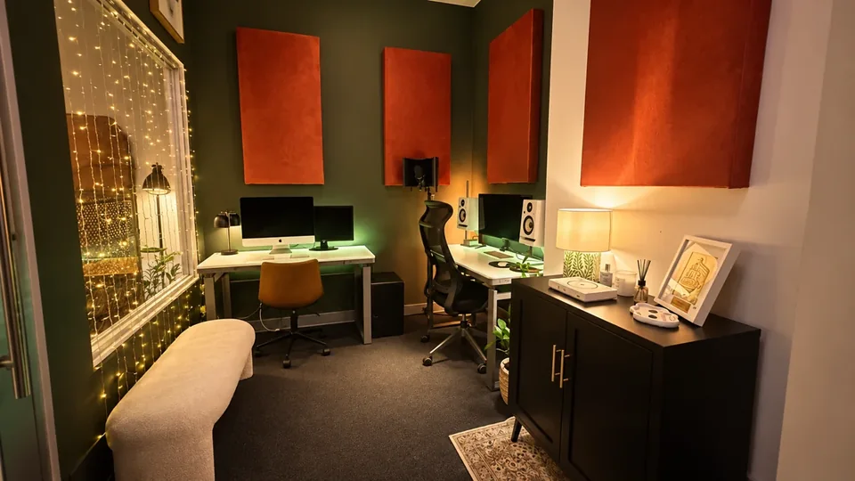 Cabina de control y consola de grabación de Roadtrip Studio